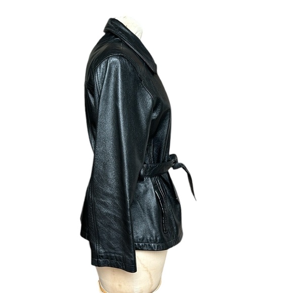 Vintage Wilsons The Leather Experts Leather Jacket Belted Black L - Picture 5 of 14